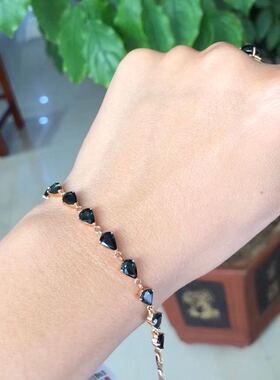 18k山东无烧简单大方蓝宝石手链