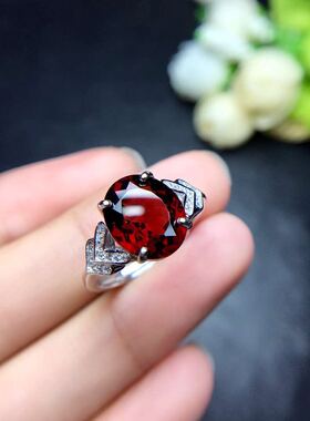 纯银活口鸽血红宝石玫瑰金戒指