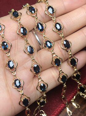 18k镶天然山东百搭蓝宝石手链