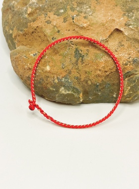 超细款本命年红绳红金男女手链精编八股编手绳简约红手绳宝宝款