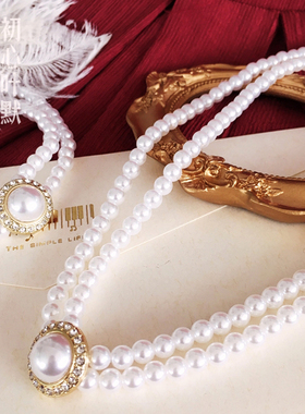 Lolita茶话会颈链双层珍珠项链