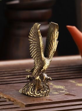 实心纯铜飞黄腾达老鹰黄铜工艺复古工艺品桌面公司开店桌面铜摆件