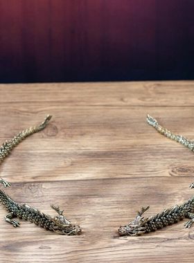 纯铜40公分长红眼可活动龙居家桌面车载茶宠黄铜大长龙摆件