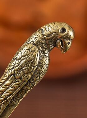 黄铜鹦鹉茶刀仿古茶饼茶具复古风家用茶锥个性创意茶宠装饰工艺品