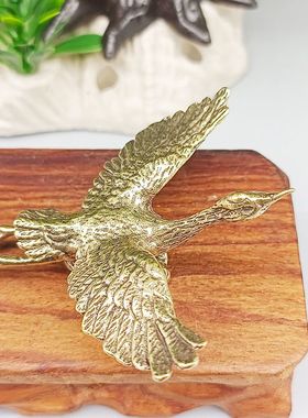 黄铜复古新款大雁茶宠摆件手把件办公室客厅桌面小摆件微景观装饰