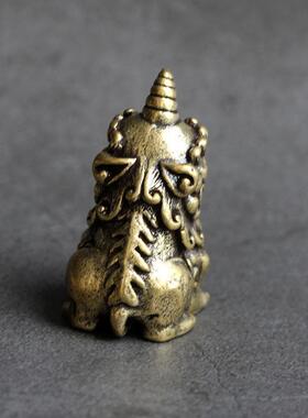 实心纯黄铜办公桌面小摆件独角兽茶宠饰品工艺品礼品手把玩件