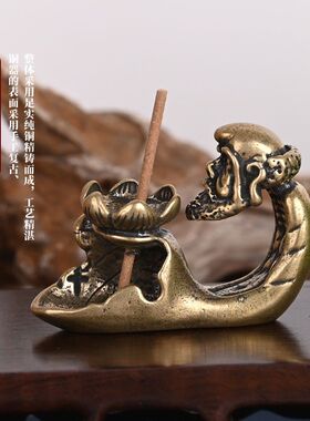 黄铜达摩倒流香复古古玩做旧居家家用铜线香插茶宠装饰摆件