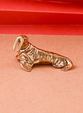 纯黄铜海狮小摆件创意家居客厅桌面摆件茶宠海狮小铜器装饰品摆设