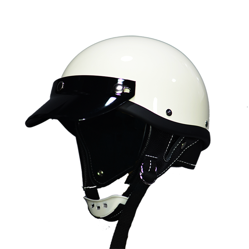 哈雷复古半盔电动机车头盔踏板男女安全帽日式网红瓢盔60S白色夏-图3