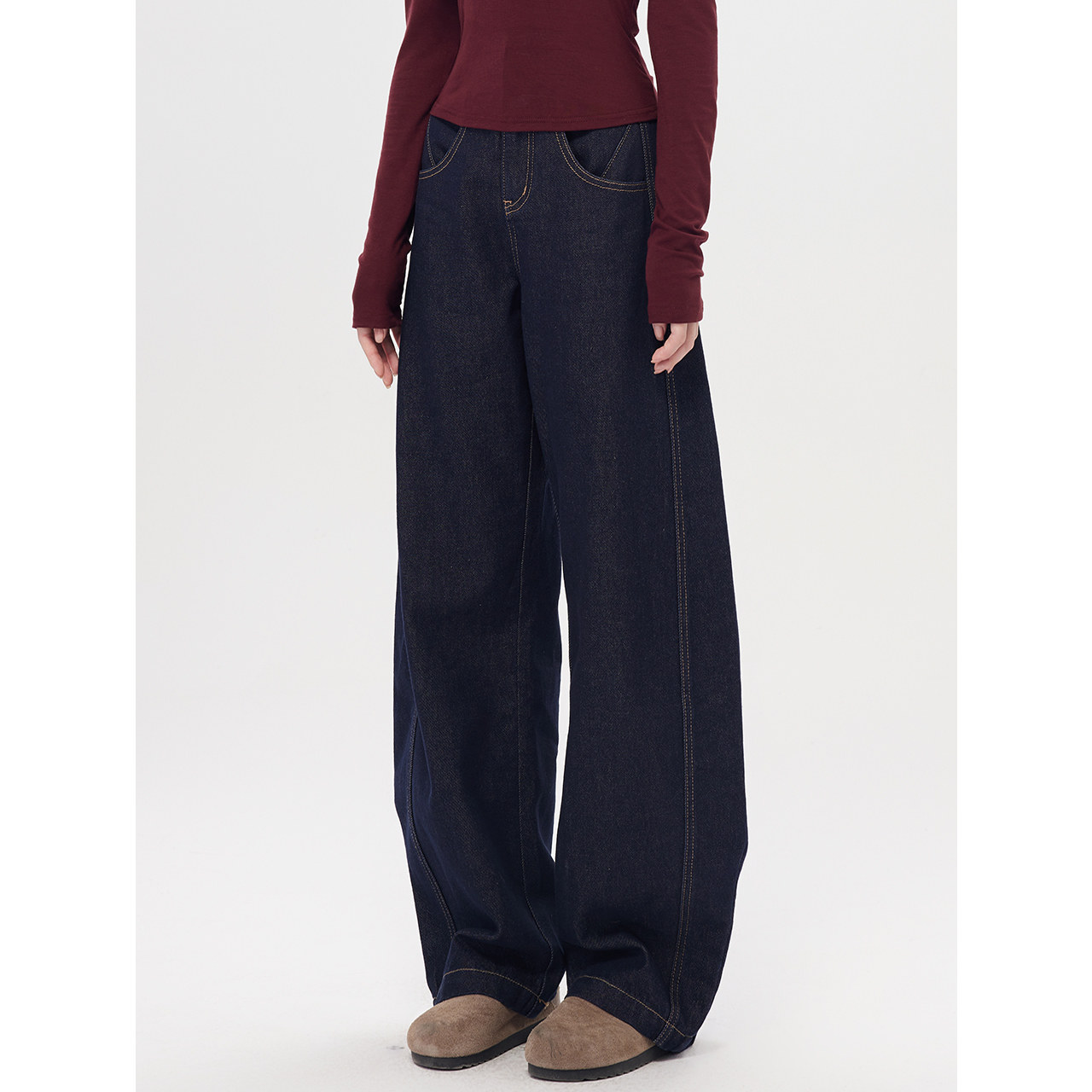 尔给秋季显瘦高腰水洗牛仔裤女百搭复古做旧宽松直筒阔腿裤,淘宝优惠券,粉丝福利购,淘宝优惠卷