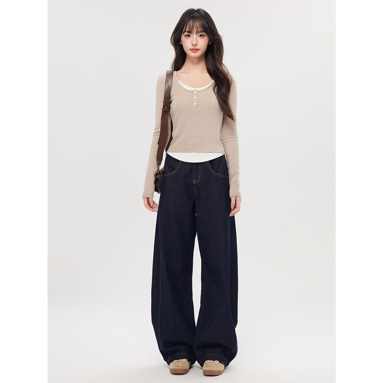 尔给秋季显瘦高腰水洗牛仔裤女百搭复古做旧宽松直筒阔腿裤,淘宝优惠券,粉丝福利购,淘宝优惠卷