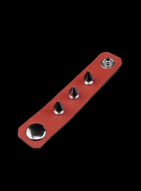 双层尖刺子弹头铆钉贴皮朋克戒指