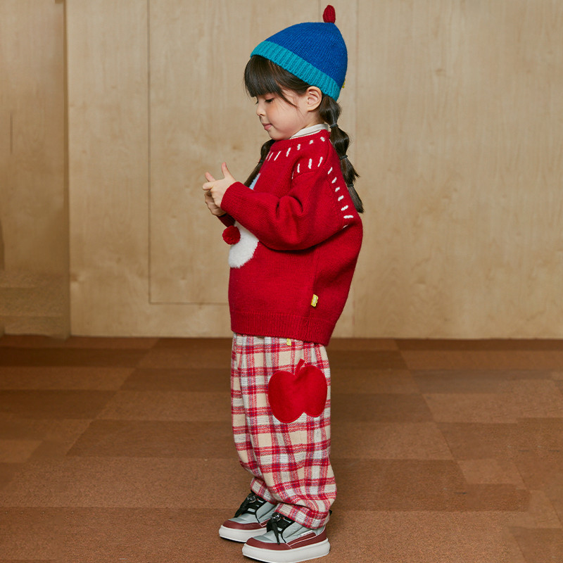 【新年】papa爬爬冬季儿童毛衣男女童加厚红色抗起球抗静电针织衫,淘宝优惠券,粉丝福利购,淘宝优惠卷