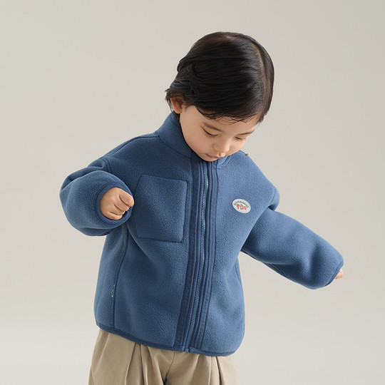 【两面穿】papa爬爬冬季新品儿童外套男女童加厚摇粒绒保暖宽松