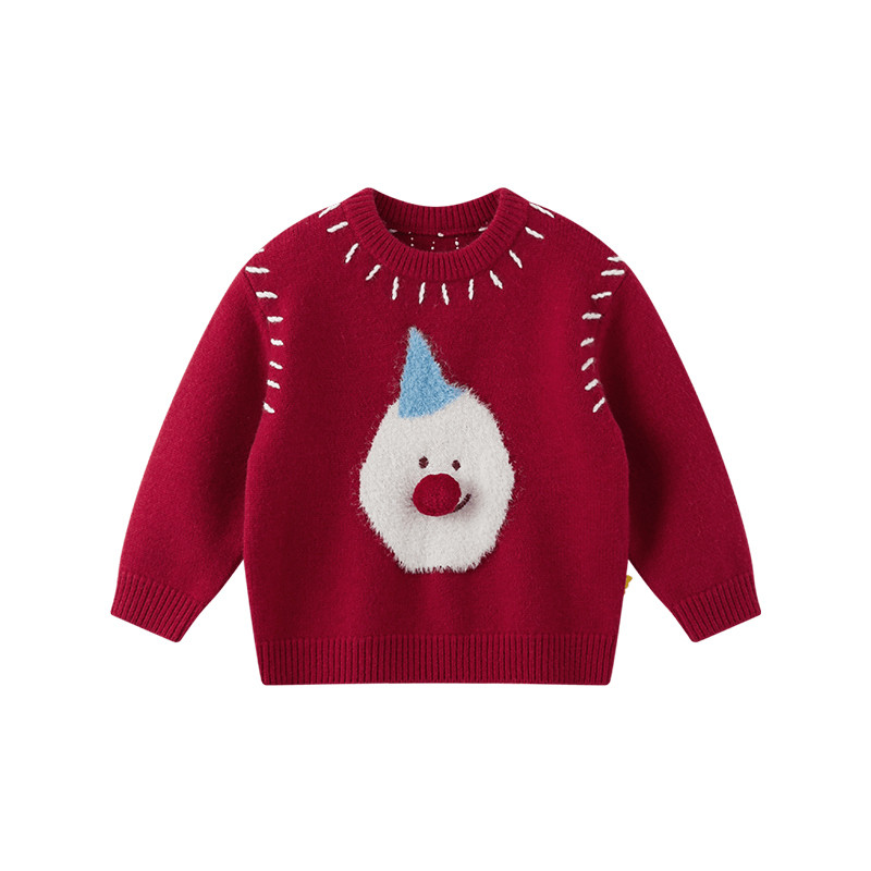 【新年】papa爬爬冬季儿童毛衣男女童加厚红色抗起球抗静电针织衫,淘宝优惠券,粉丝福利购,淘宝优惠卷