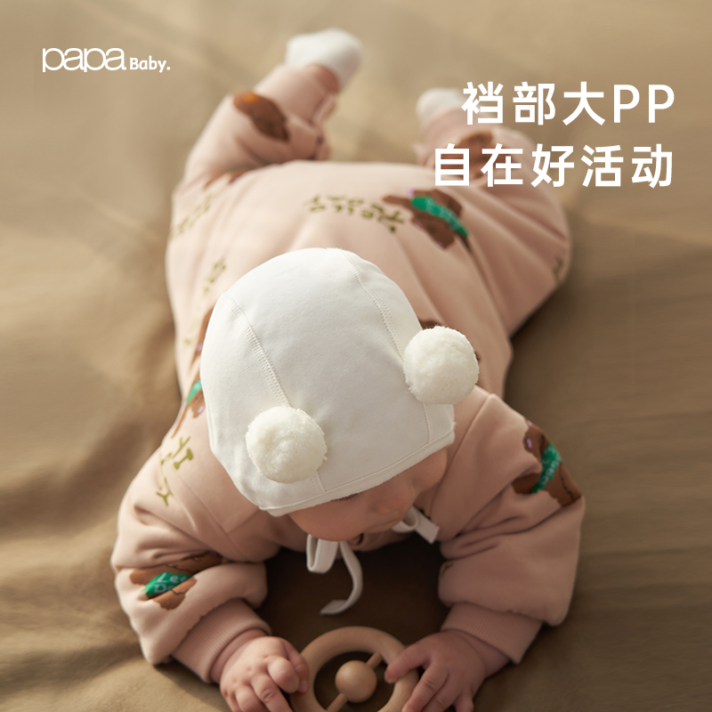 papa爬爬冬新款男女宝宝小熊爬服 papa连身衣/爬服/哈衣