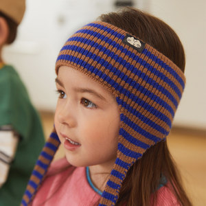 papa爬爬秋季新款女童护耳毛线帽时髦洋气保暖女宝宝针织空顶帽子