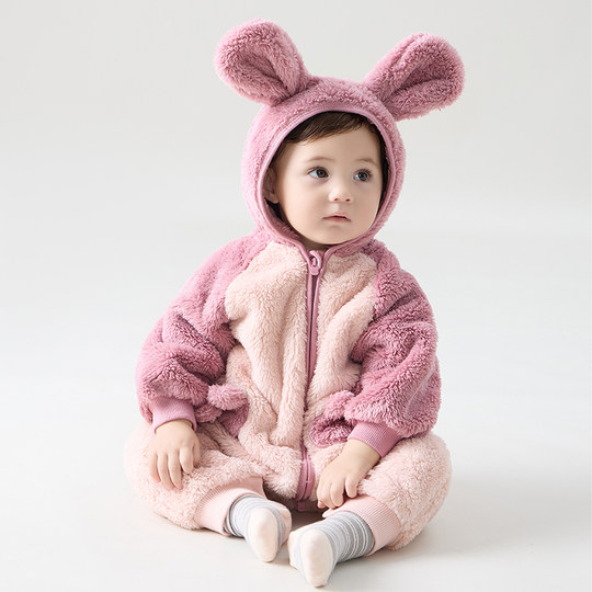 Papa crawling autumn and winter baby jumpsuit cute shape baby crawling suit to keep warm when going out