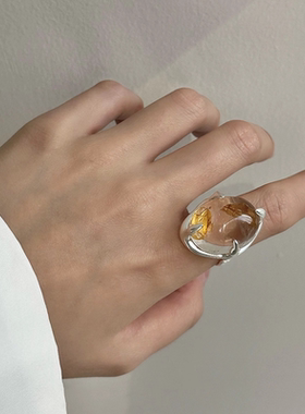 新款日韩风小众设计感白水晶扭爪戒指女同款简约百搭开口可调指环