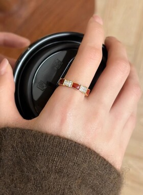 2026新款滴釉镶钻宽版戒指女开口可调节百搭潮流小众ins轻奢指环