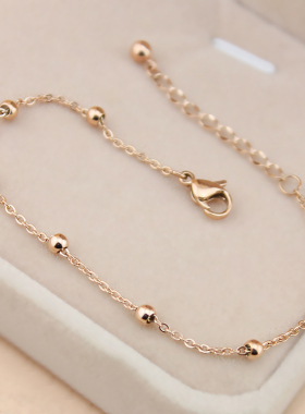 韩版爱心玫瑰金手链ins小众钛钢