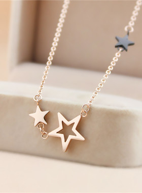 时尚款女钛钢玫瑰金抖音chic项链