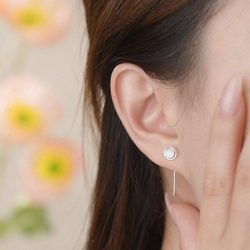 足银S999纯银轻奢圆环猫眼石耳线女高级感百搭可爱甜美耳饰,淘宝优惠券,粉丝福利购,淘宝优惠卷