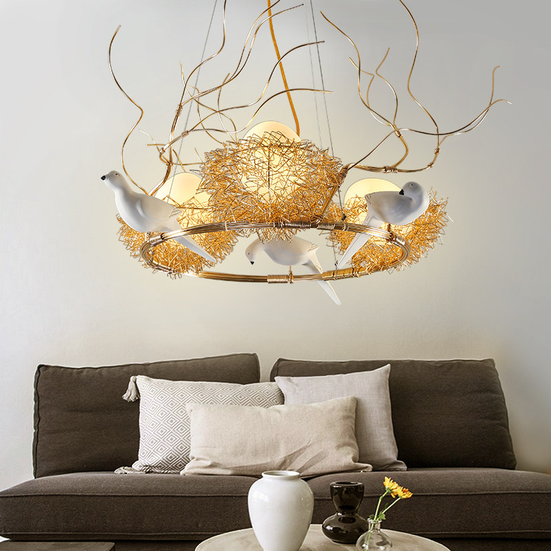 餐厅吊灯 现代简约鸟巢客厅灯led创意三头个性吧台卧室灯北欧灯具,淘宝优惠券,粉丝福利购,淘宝优惠卷
