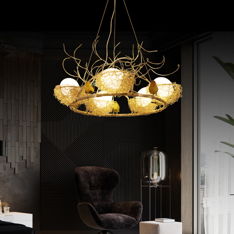 餐厅吊灯 现代简约鸟巢客厅灯led创意三头个性吧台卧室灯北欧灯具,淘宝优惠券,粉丝福利购,淘宝优惠卷