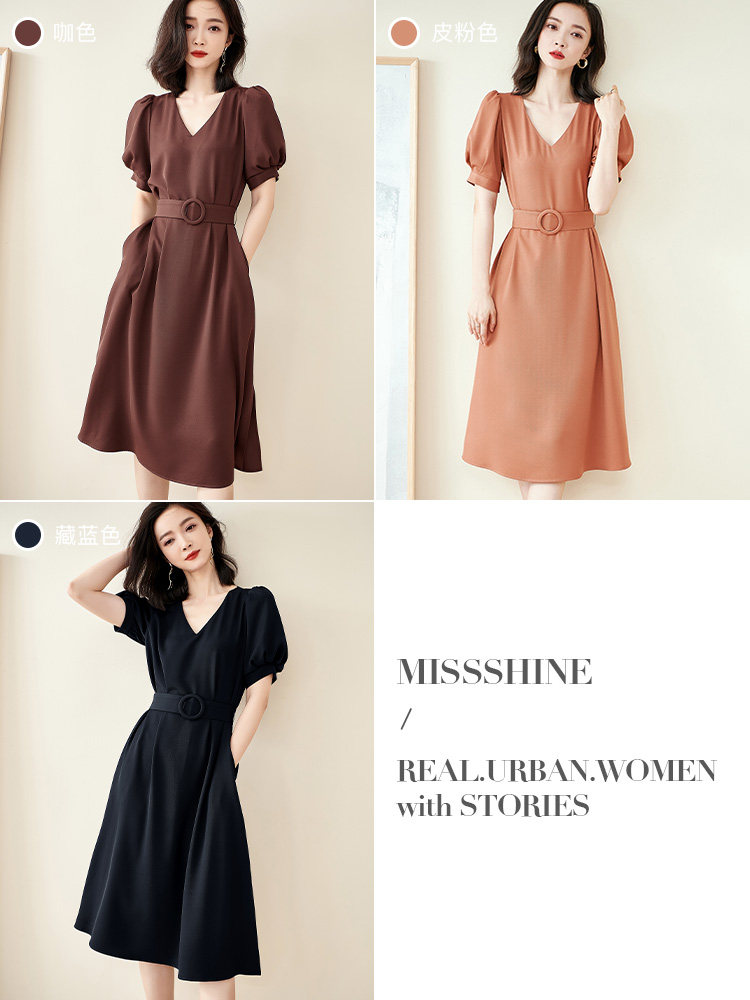 米思阳2022夏季新款法式a字连衣裙 思阳服饰连衣裙