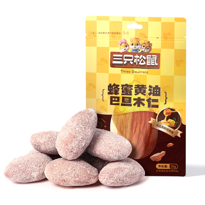 【三只松鼠_蜂蜜黄油巴旦木仁30g】休闲零食食品风味坚果特产小吃 - 图3