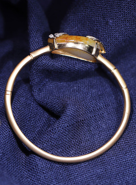 玉秀金镶和田玉竹子原石籽料手镯