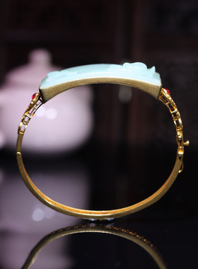 玉秀和田玉金镶手镯定制手牌饰品