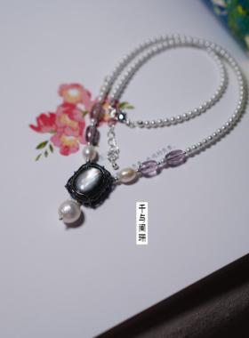 原创设计Lolita风黑蝶贝魔盒珍珠
