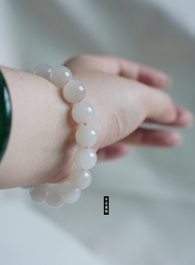 天然无优化藕粉和田玉手串手链11mm女款女士素圈手饰