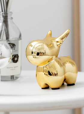 北欧风牛气冲天2021创意金色陶瓷牛摆件可爱家居桌面装饰伴手礼物