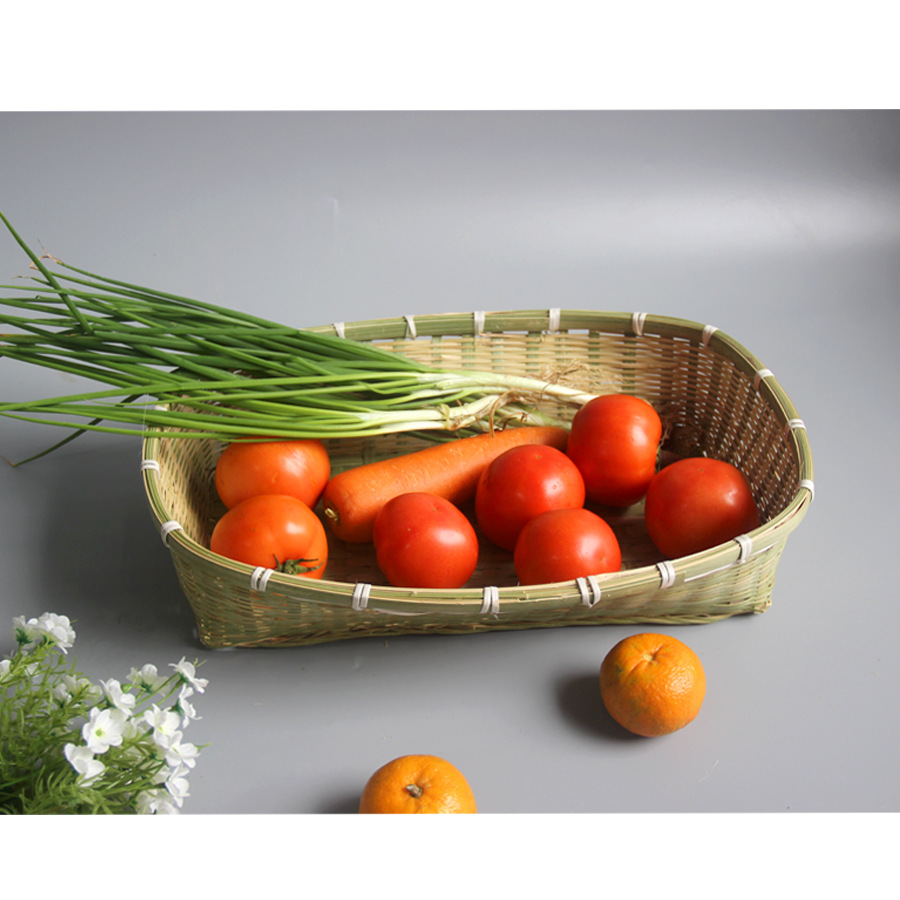 竹编四方收纳筐竹青精编农家蔬果收纳篮零食点心筐超市收纳整理筐 - 图1