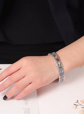 金刚杵足银999手镯纯手工礼物