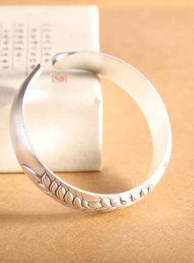 大麦足银9999手镯精工麦穗礼物