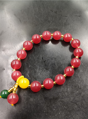 毫米玉珠子碧绿色手链特价