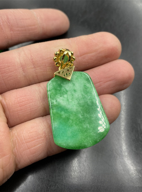 白底青阳绿色翠玉梯形牌