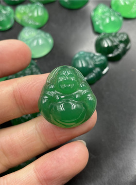 四海玉器 天然绿玉髓观音吊坠 女款翠绿色玛瑙小佛挂件 玉坠