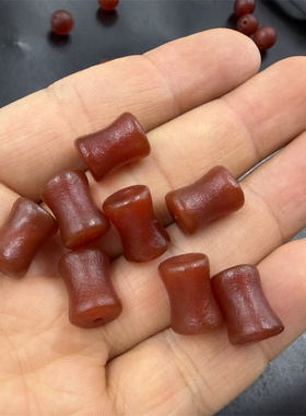 四海玉器 红色哑光磨砂红玛瑙竹节散珠 玛瑙节节高珠子
