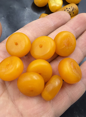 优化红色琥珀蜜蜡大孔算盘珠 隔珠配珠 老蜜蜡筒珠 算盘珠随形珠