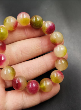 四海13毫米五彩玉石圆珠特价手链