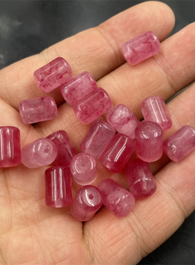 四海玉器 冰种粉红色玉石老型珠是那种 粉晶筒珠散批 特价