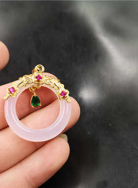 玉器镶嵌吊坠甜甜圈白色玛瑙圆环