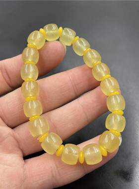 四海冰种金丝玉苹果黄色算盘珠