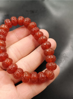 四海红色雕花回纹手串特价算盘珠