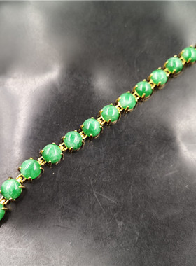 四海玉器真空电镀镶嵌白底青手链